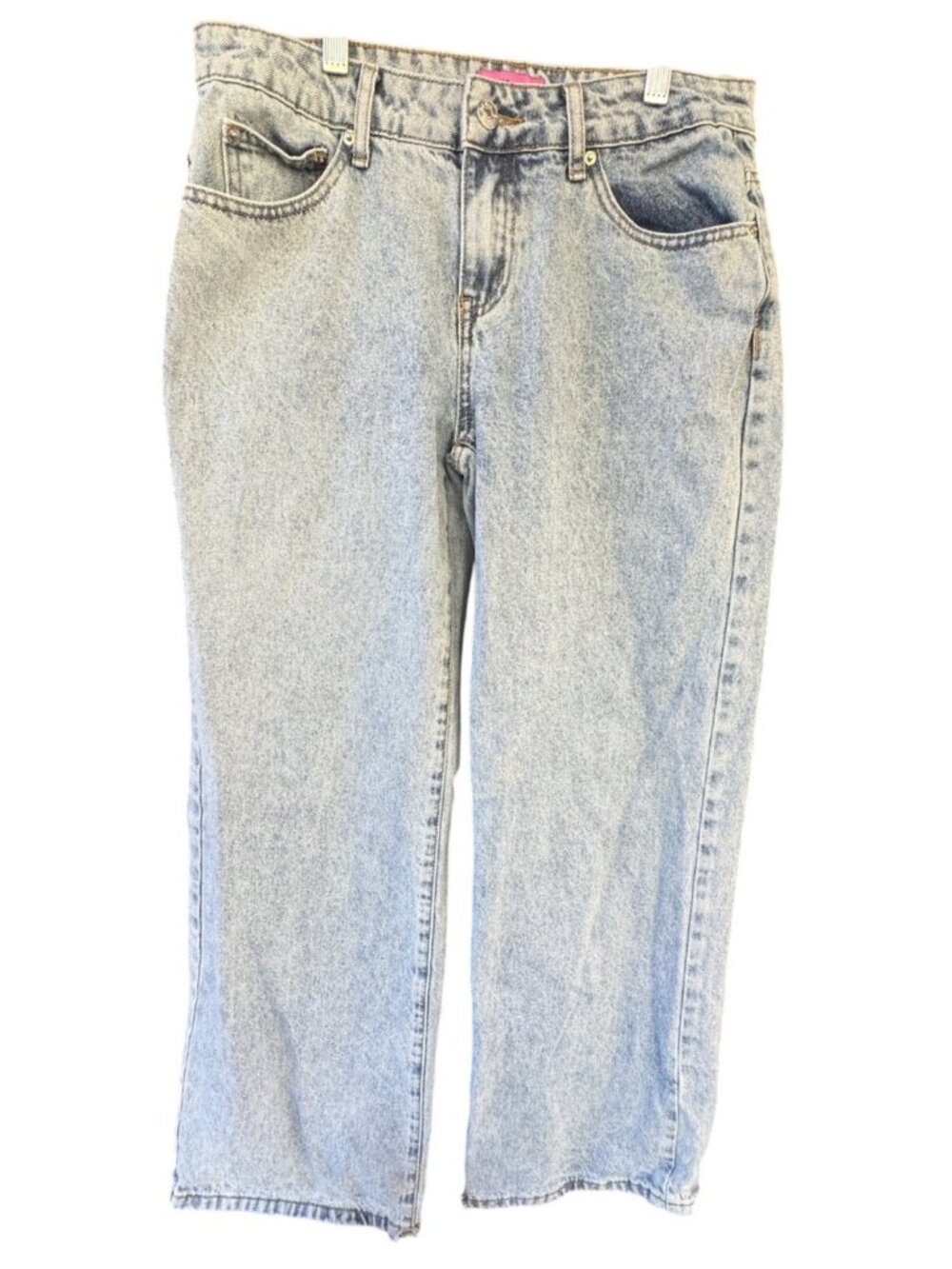 Edikted Light Wash Heart Patch Wide-Leg Denim Jeans Womens Size Medium High-Rise
